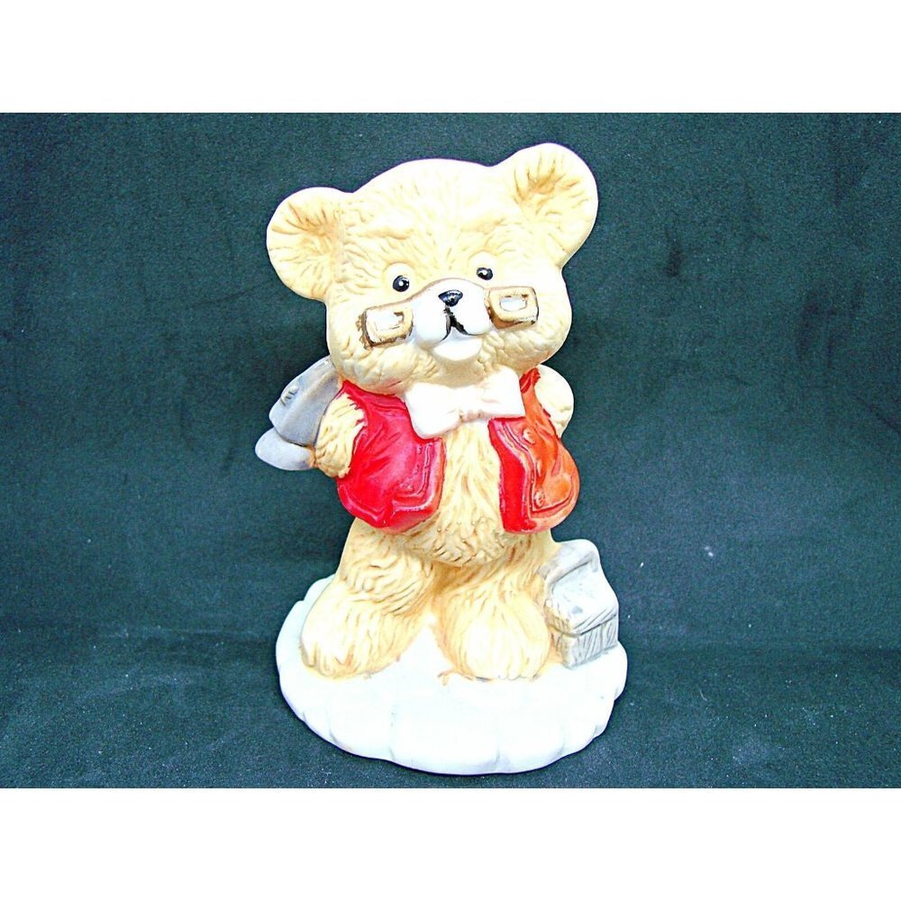 Vintage J. Vazquez Collection Bear With Hammer Porcelain Figurine Fine China 5"